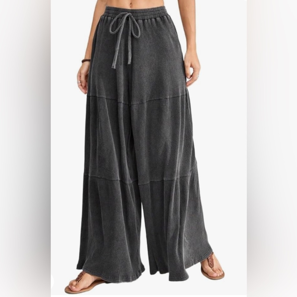 Faded Black Wide-Leg Pants